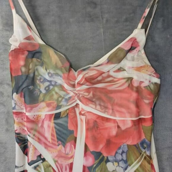 Floral Handkerchief Hem Dress M Spaghetti Strap Tropical Summercore Fairy Vibes‎ - Picture 10 of 11